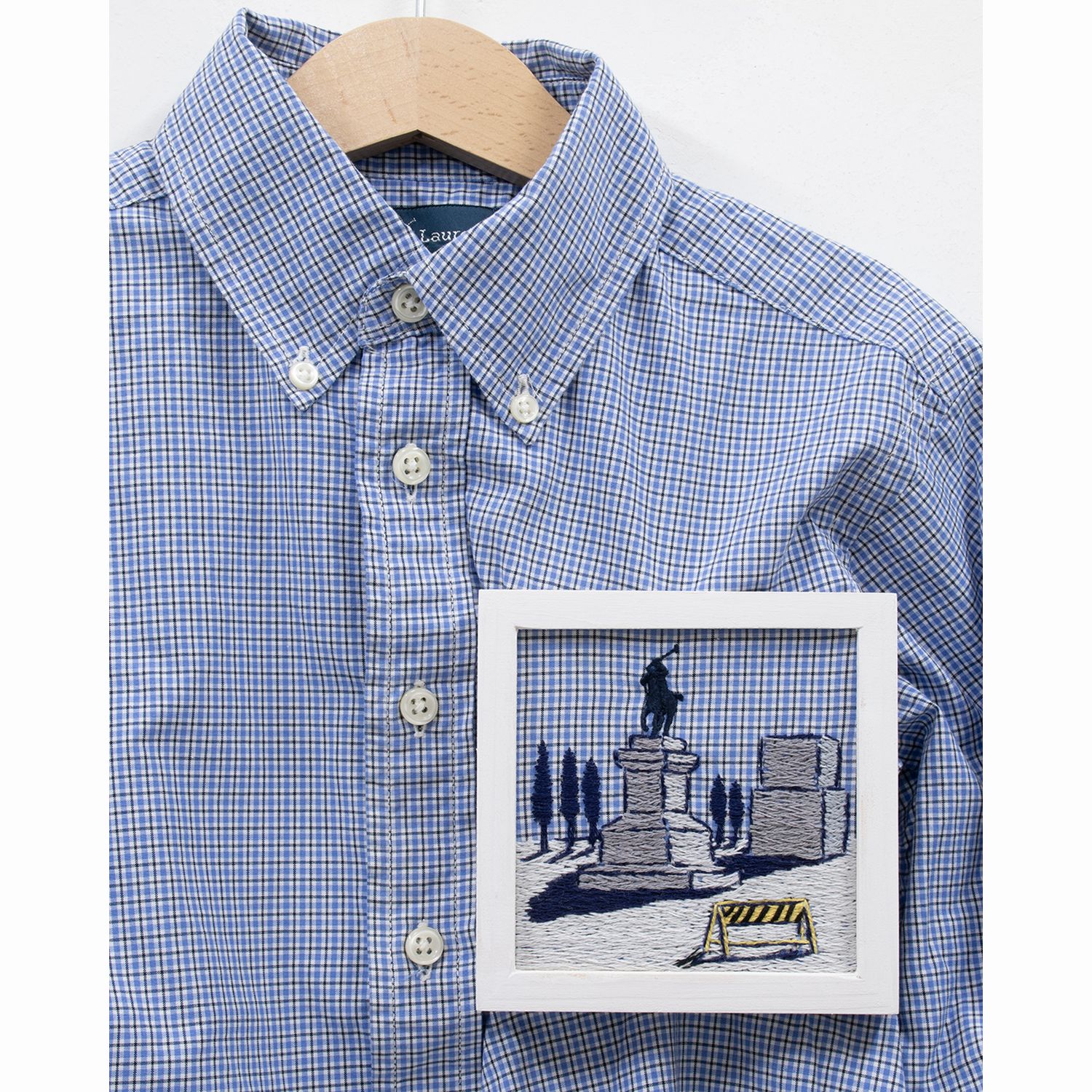 PLUS_Ralph Lauren_blue small checked shirt