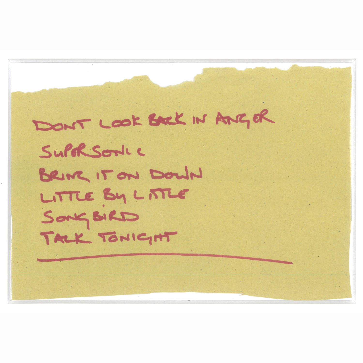 Set List by Noel Gallagher