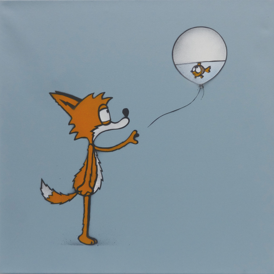 FOX WITH BALOON　BLUE