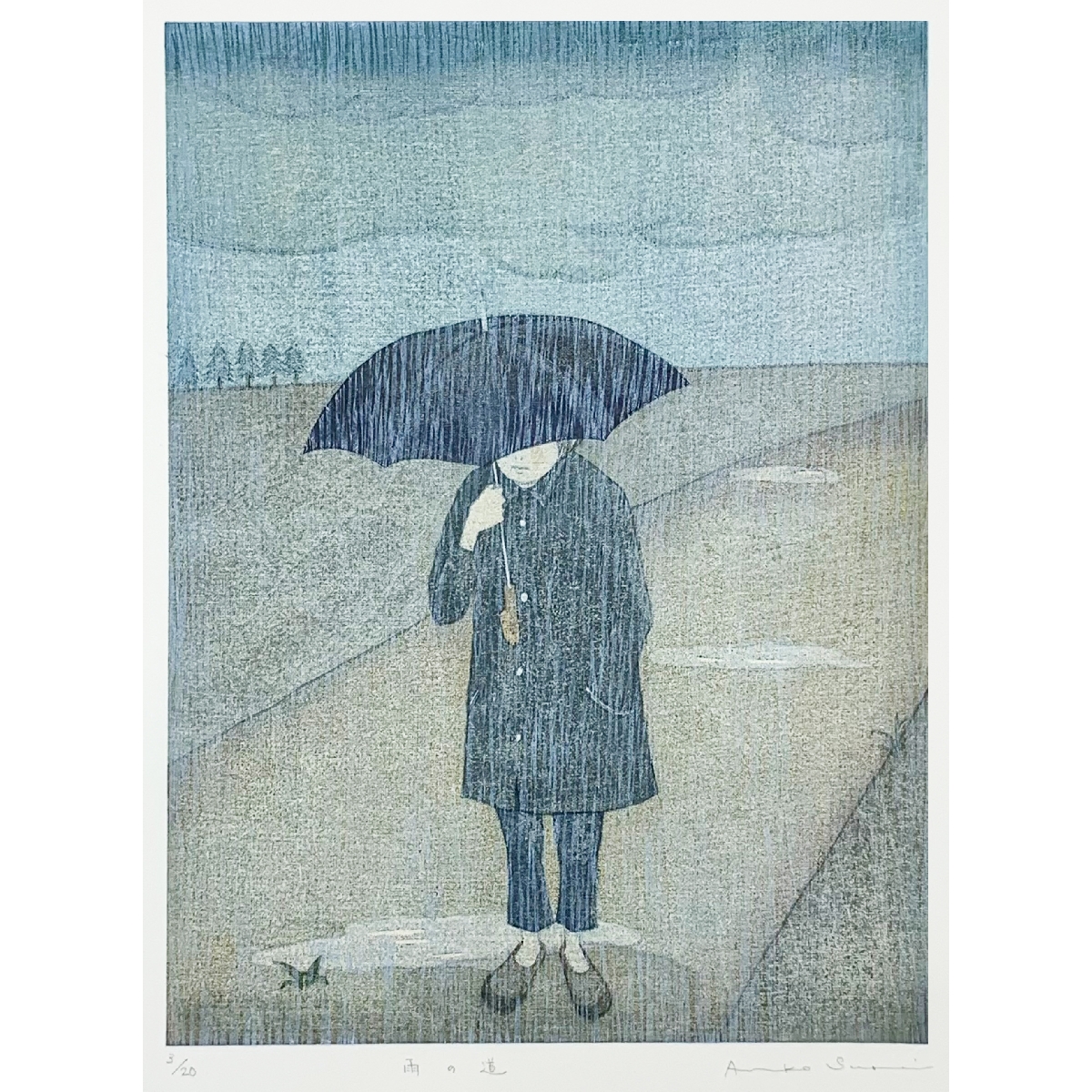 雨の道