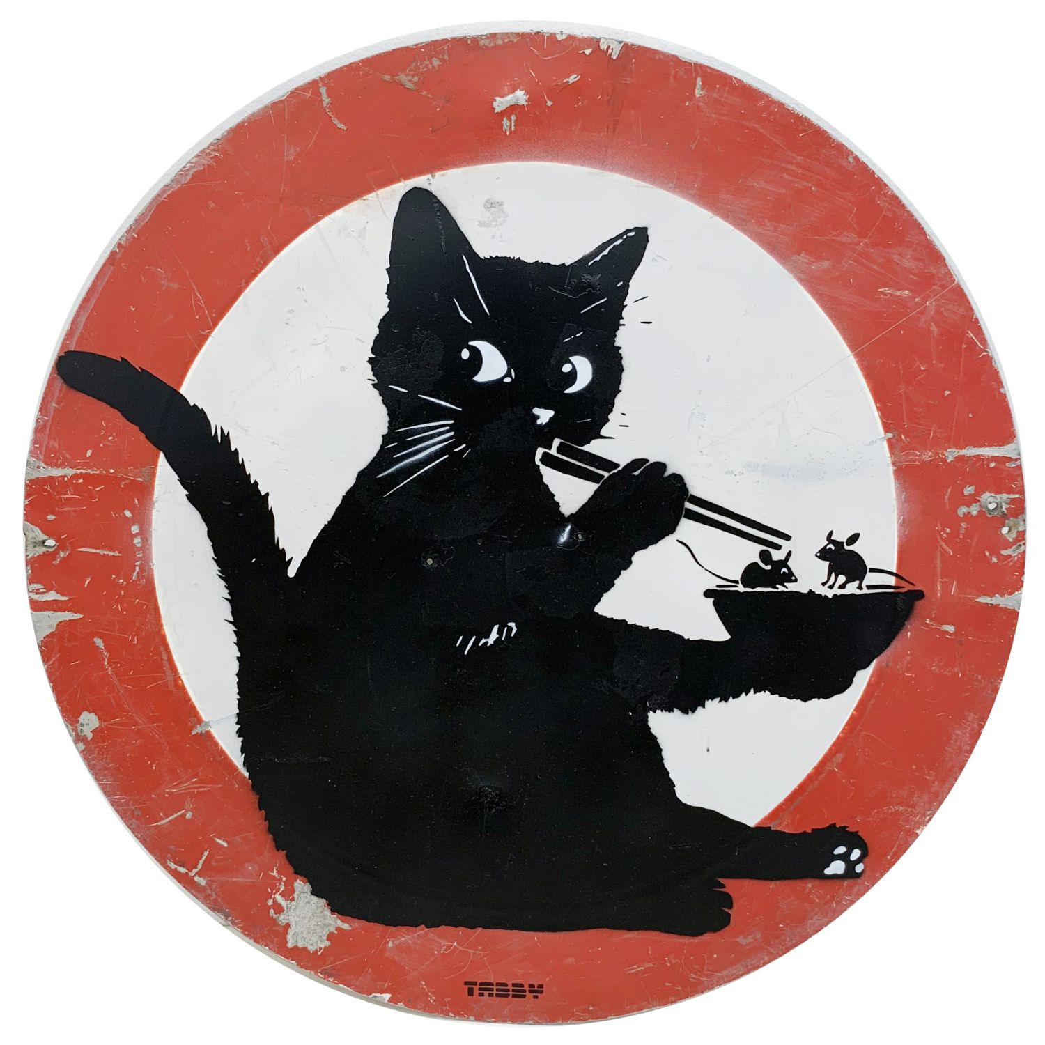 Chopstick Cat(road sign)