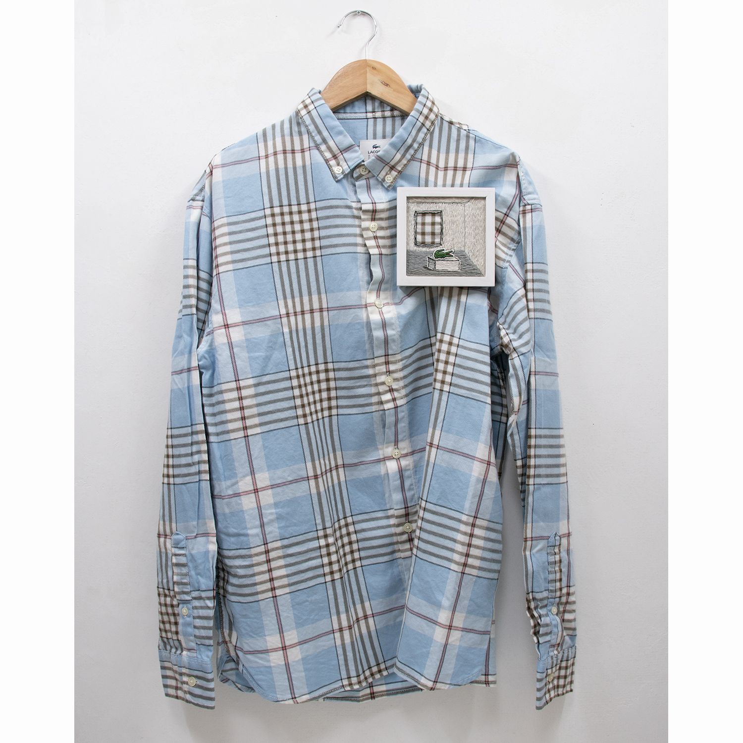 PLUS_LACOSTE L!VE_sky blue multiple checked shirt