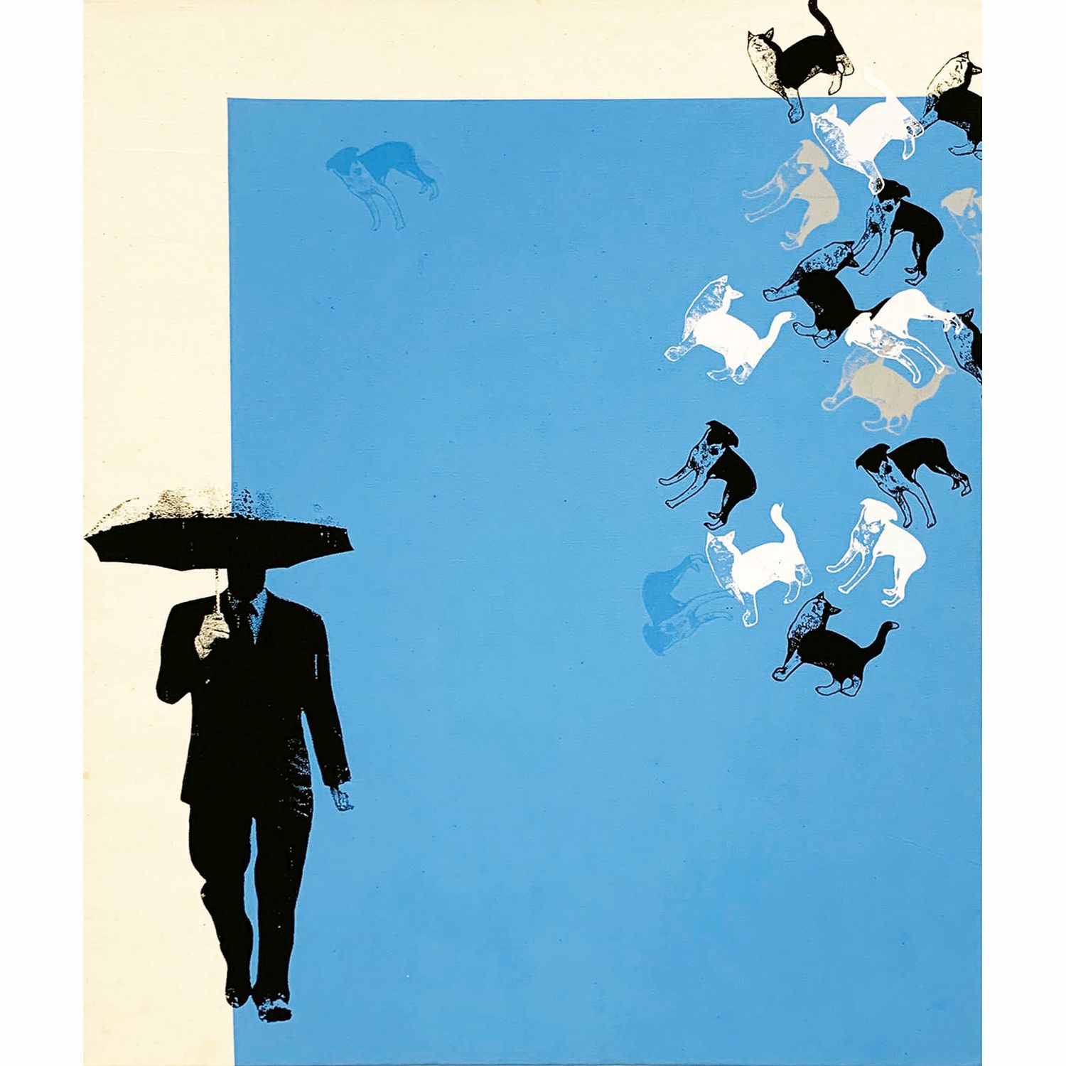 猫と犬(どしゃぶり)