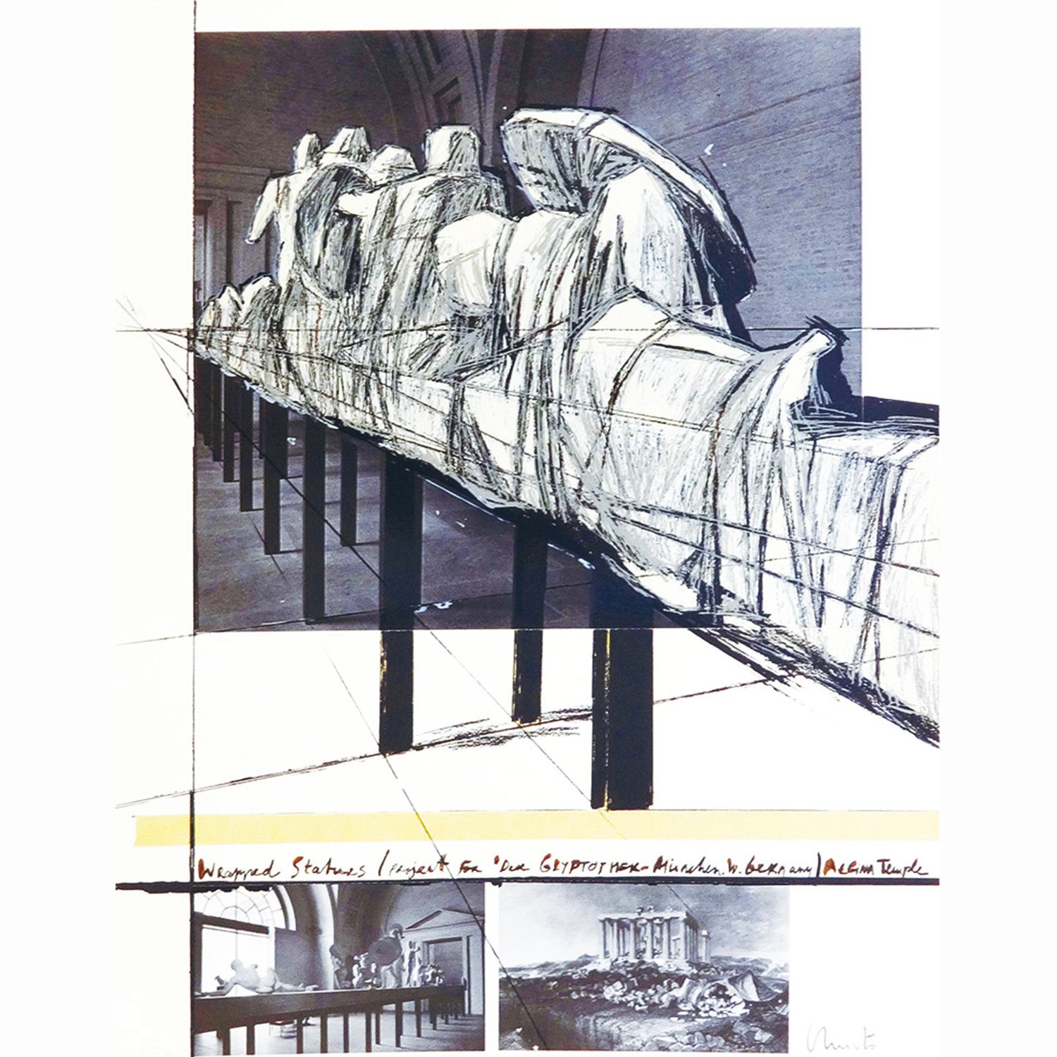 梱包された彫像