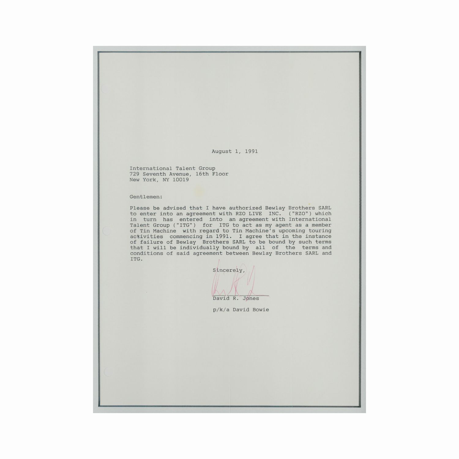 ティン・マシーン契約書